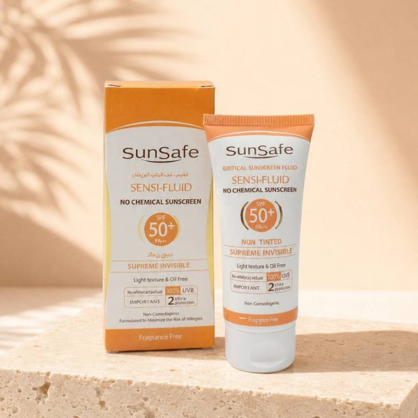 ضد آفتاب فلوئیدی +SPF50 سان سیف مناسب پوست حساس