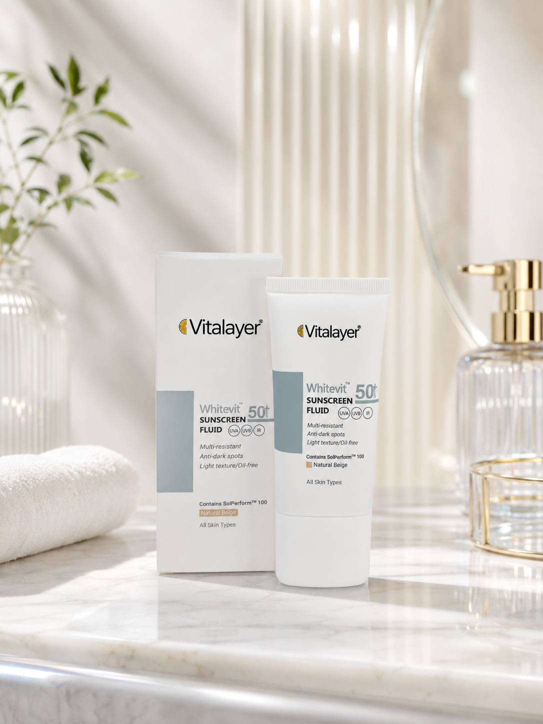 فلوئید ضد آفتاب ویتالیر مدل Whitevit حجم 50 میلی لیتر
